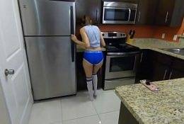 Mustache Guy started using her While Lexi Aaane cleaning Kitchen 23 min on girlzfan.com