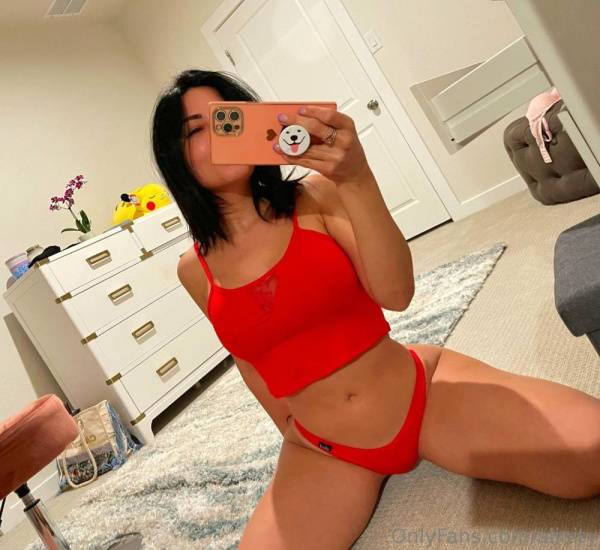Alinity Braless Red Thong Mirror Selfies Onlyfans Set Leaked on www.girlzfan.com